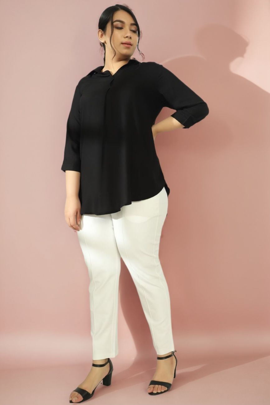 Black Centre Pleat Top