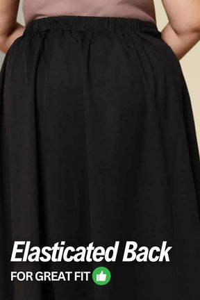 Plus Size Black Midi Skirt