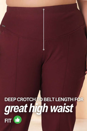 Plus Size Straight Pants - Wine