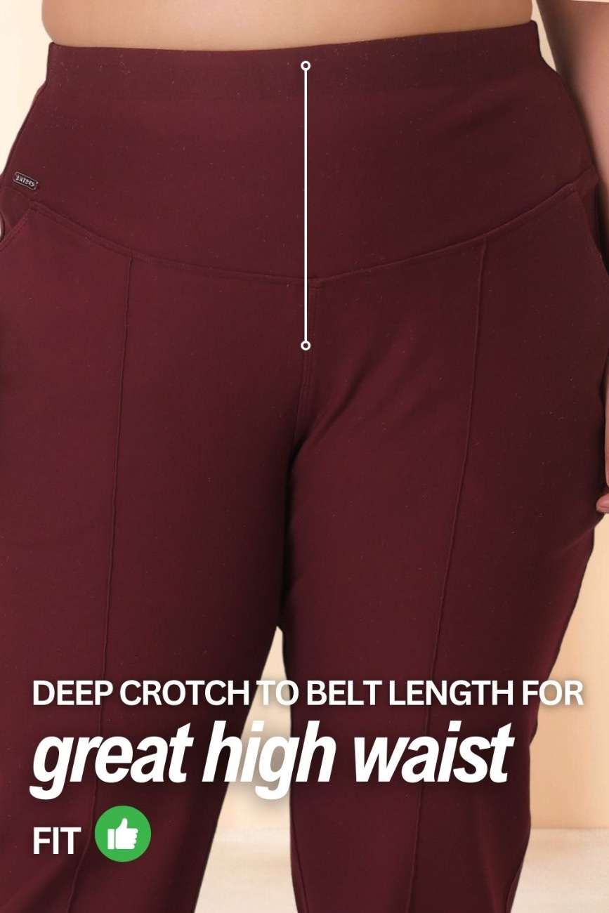 Plus Size Straight Pants - Wine for Women