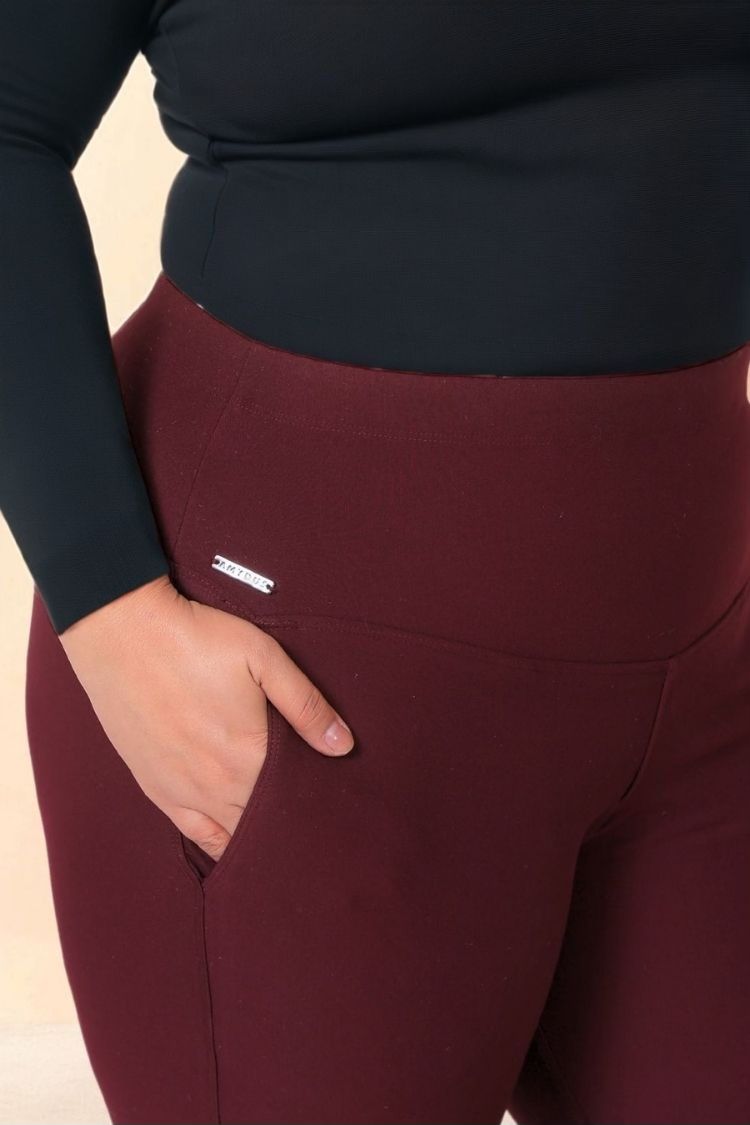 Wine Red Tummy Shaper Bell Bottom