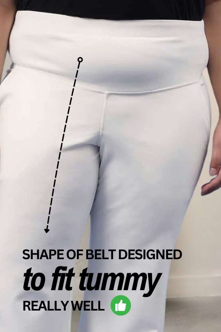 White Tummy Shaper Bell Bottom Pants