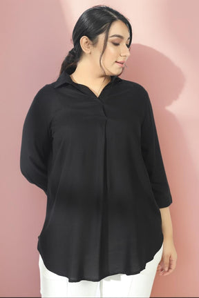 Black Centre Pleat Top