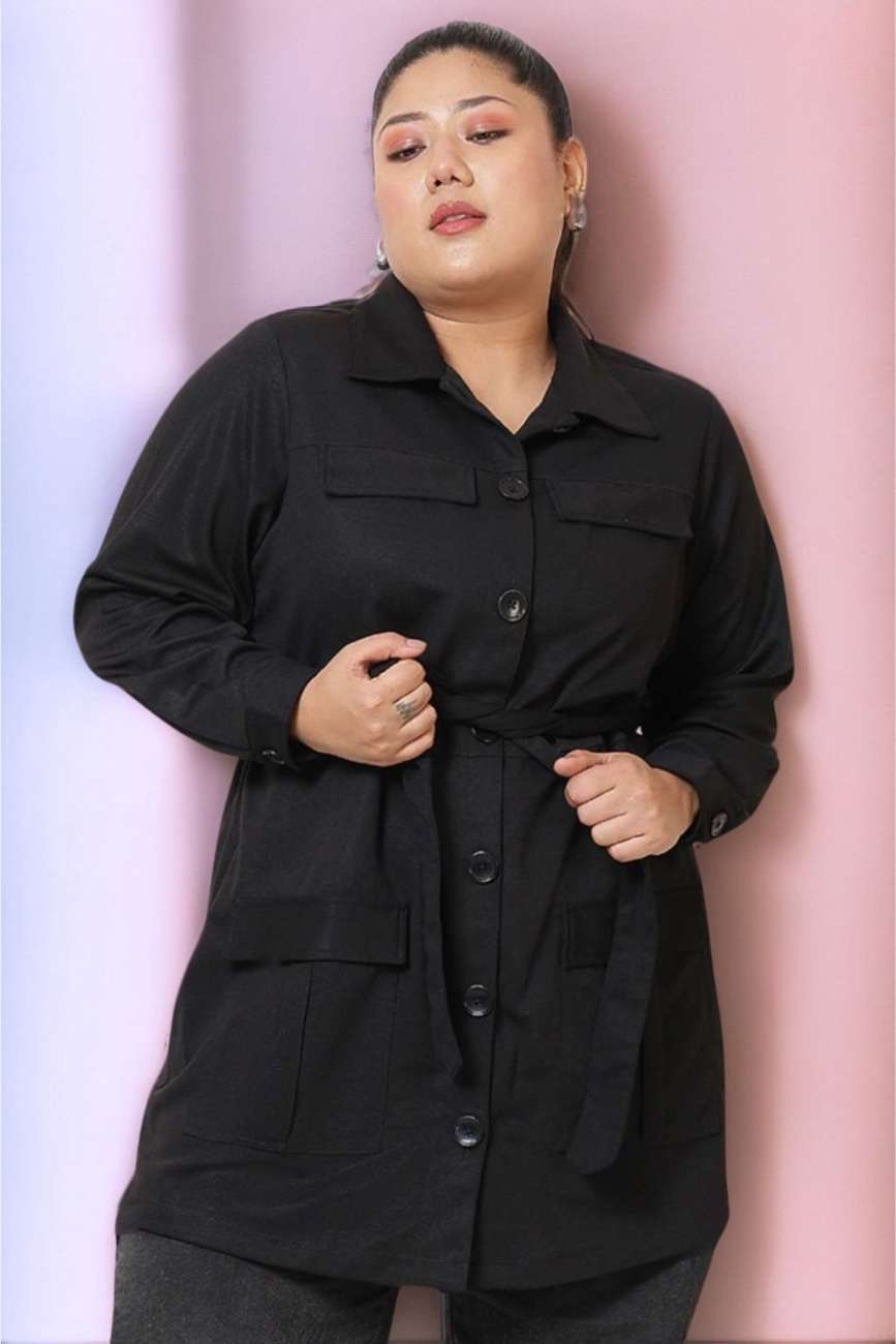 Plus Size Black Shacket