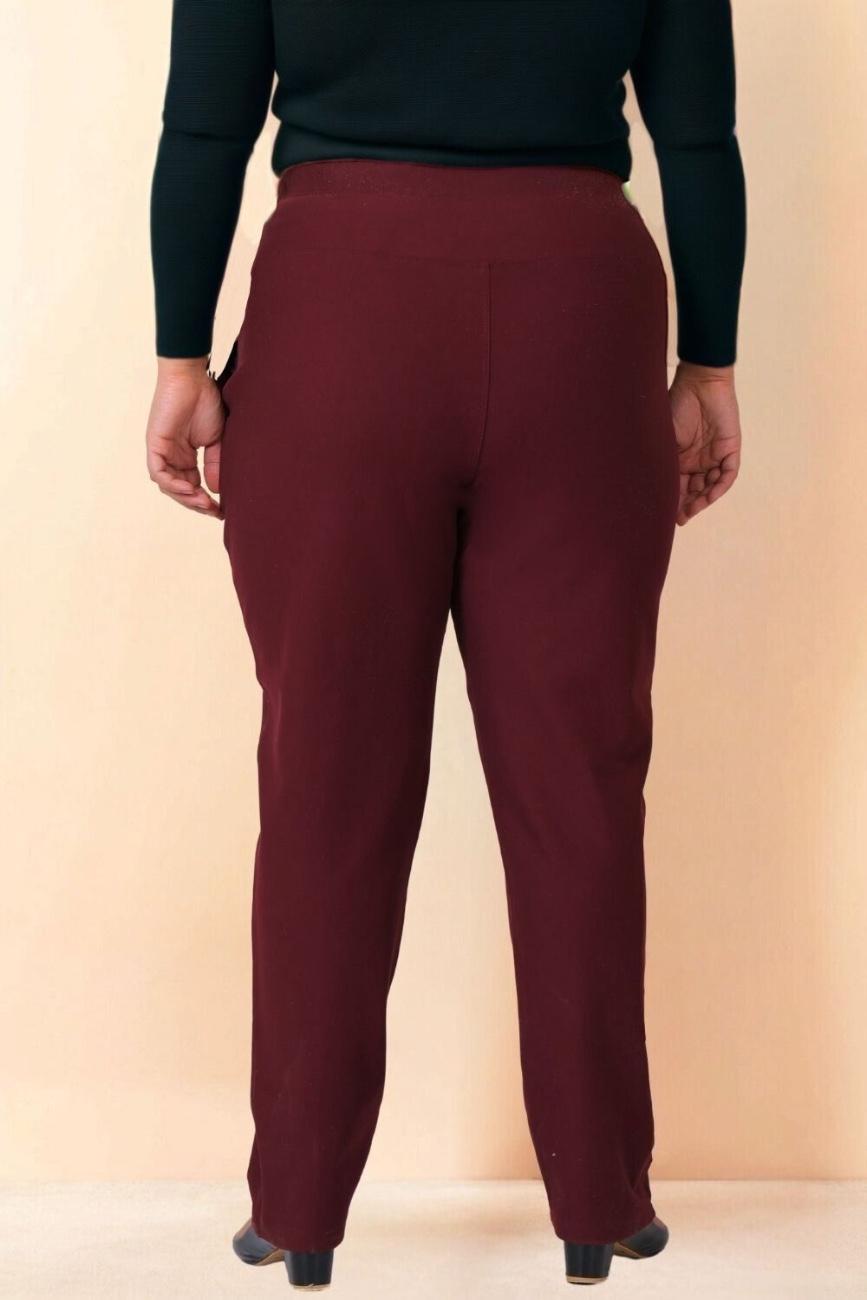 Plus Size Straight Pants - Wine