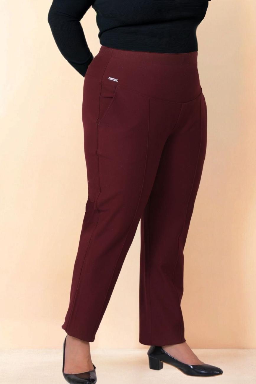 Plus Size Straight Pants - Wine