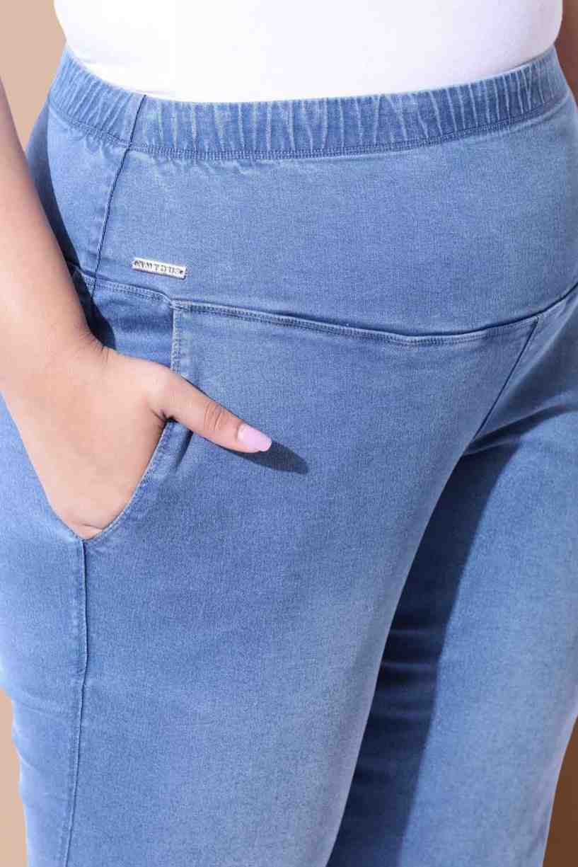 Plus Size Blue Light Fade Flare Jeans