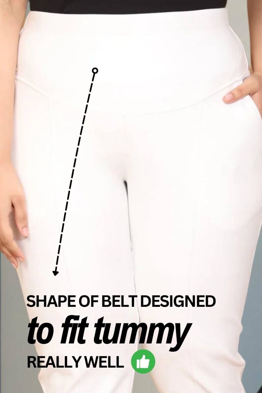 Plus Size White Tummy Tucker Pants