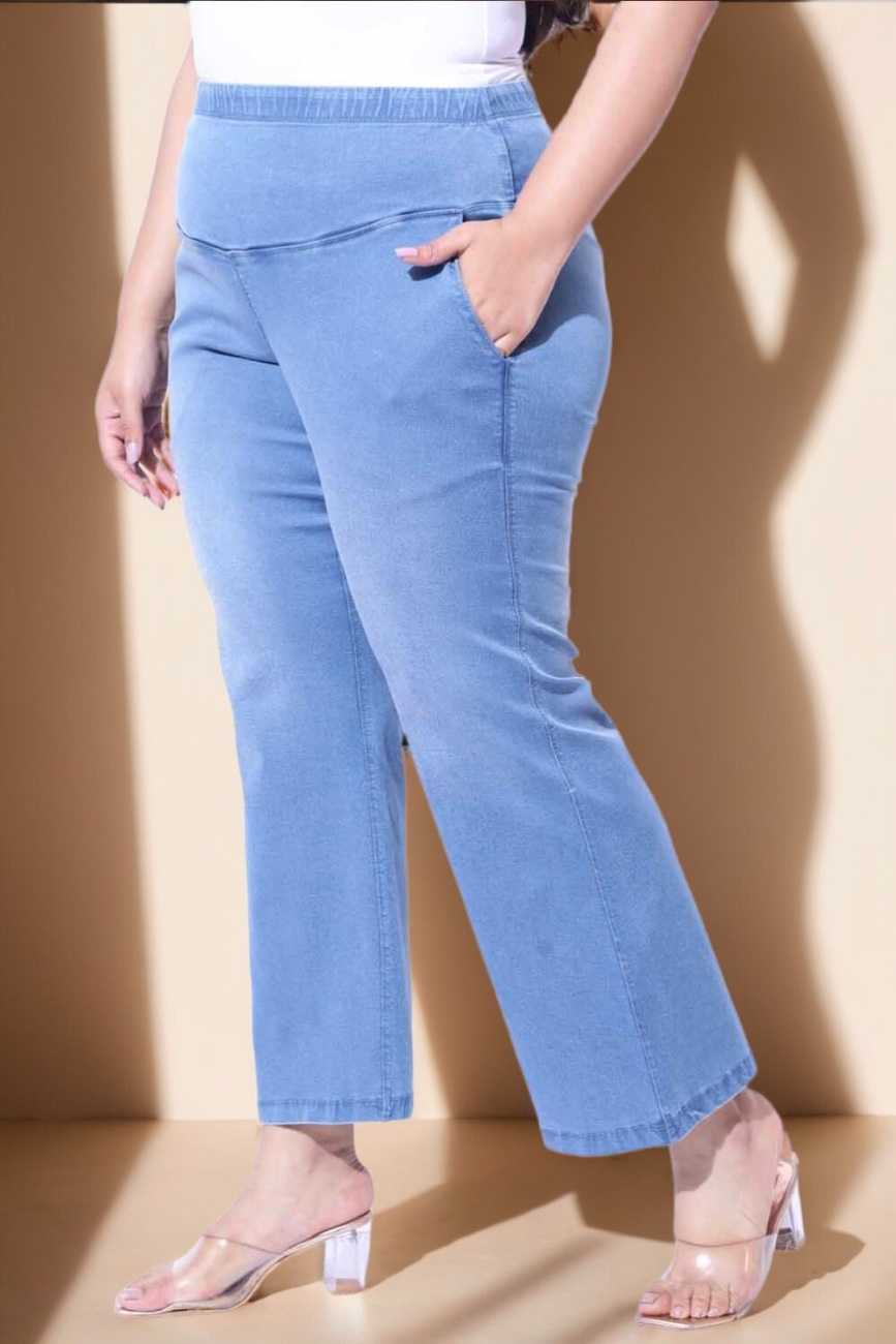 Blue Light Fade Flare Jeans for Women