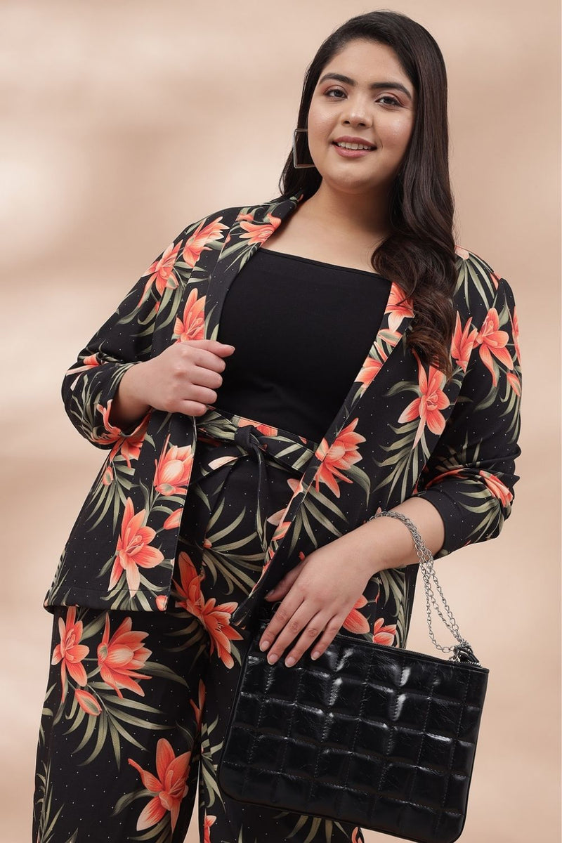 Plus size floral blazer sale