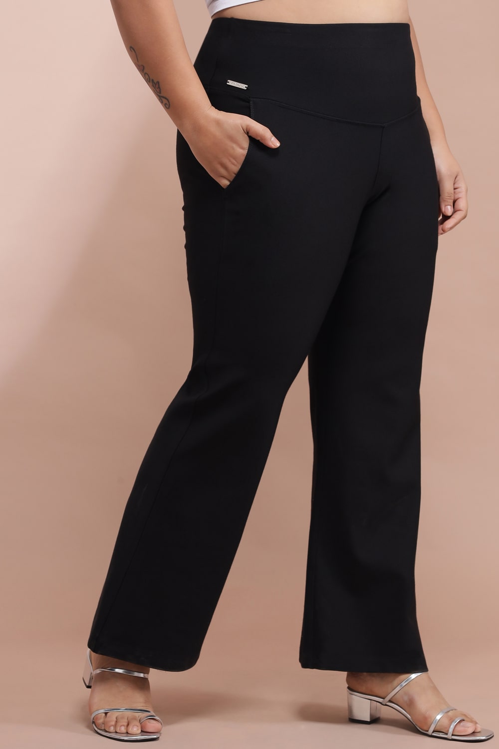 Blibea Bell Bottom Jeans for Women Plus Size Front Seam Black Flare Pants  Wide Leg Denim Pants 16 