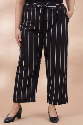 Thin-striped trousers with waist pleats :: LICHI - Online fashion store