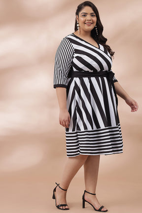 Black Stripe Luxe True Wrap Dress