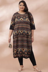 Earthen Ethnic Orntae Printed Kurti