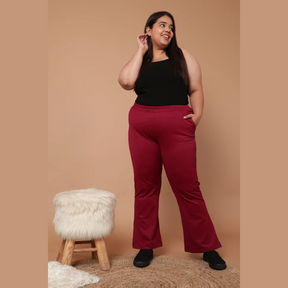 Maroon Bootcut Fleece Pants