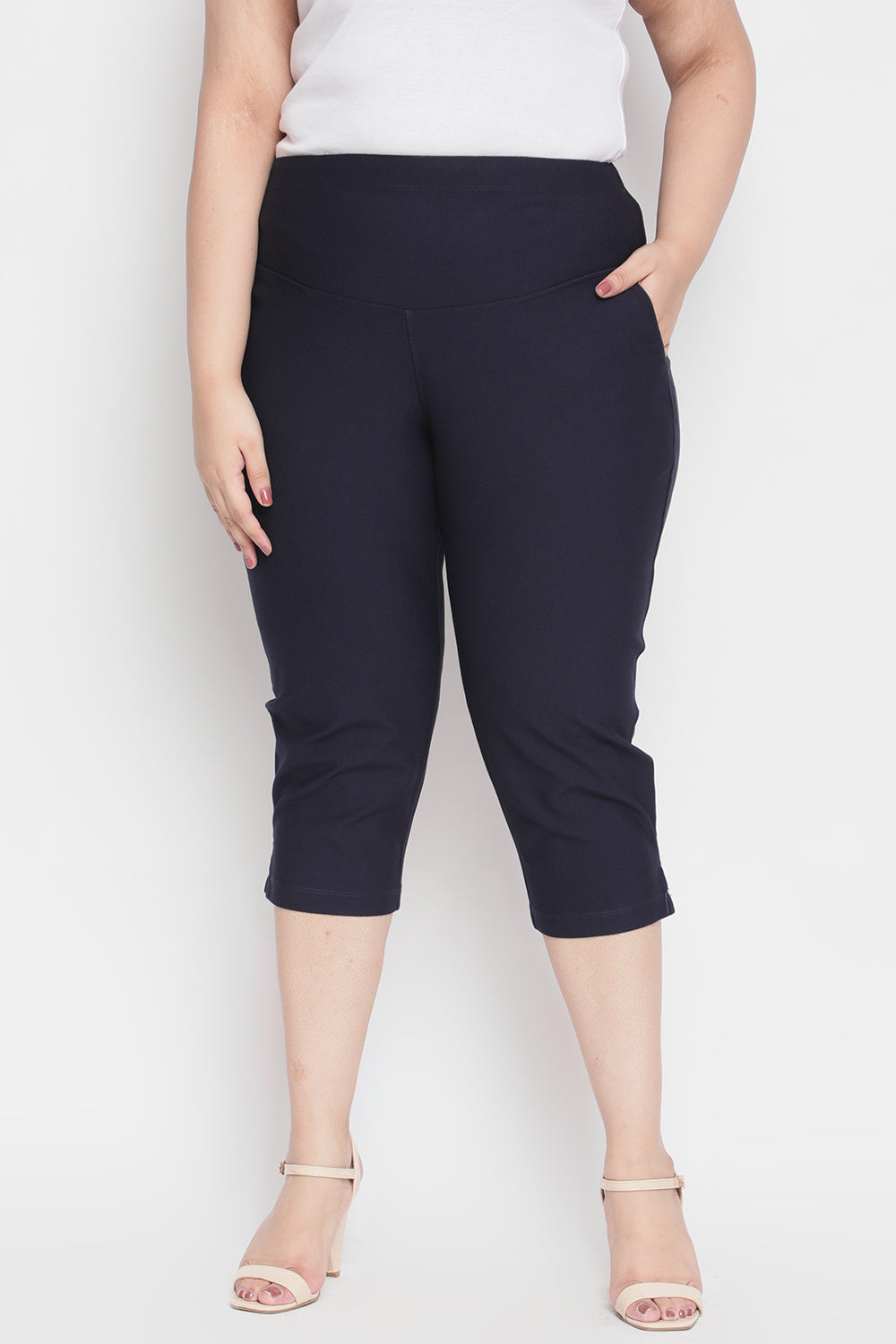 Navy Tummy Tucker Crop Pants