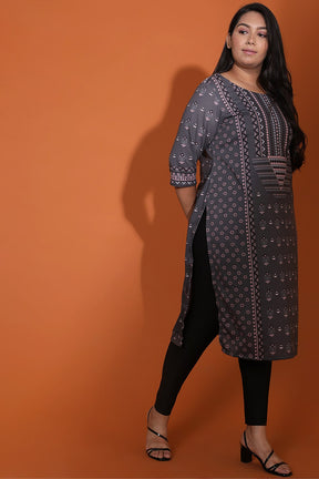 Grey Ethnic Print Kurti