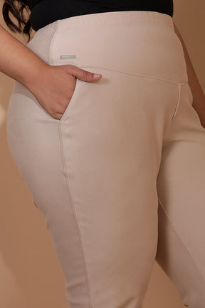 Cream New Fit Tummy Tucker Crop Pants