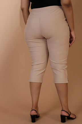 Cream New Fit Tummy Tucker Crop Pants