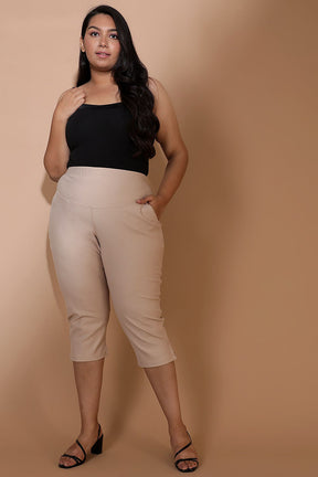 Cream New Fit Tummy Tucker Crop Pants