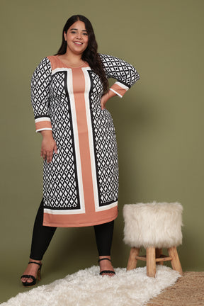 Tan Monochrome Art Woolen Winter Kurti