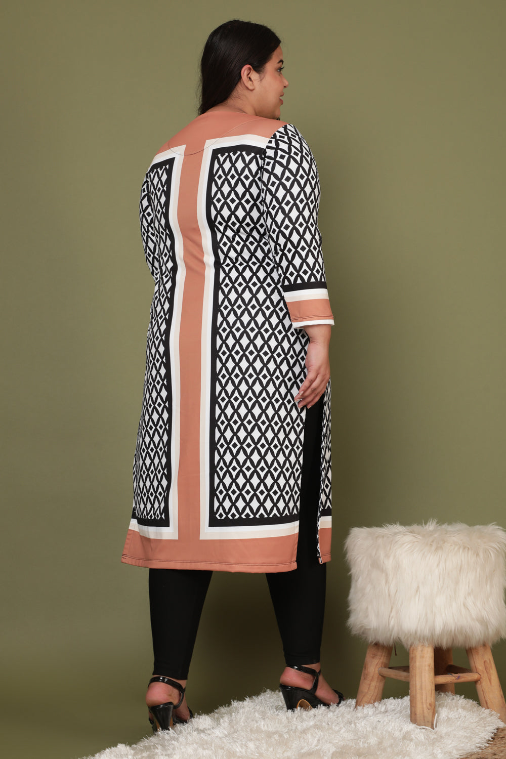 Tan Monochrome Art Woolen Winter Kurti