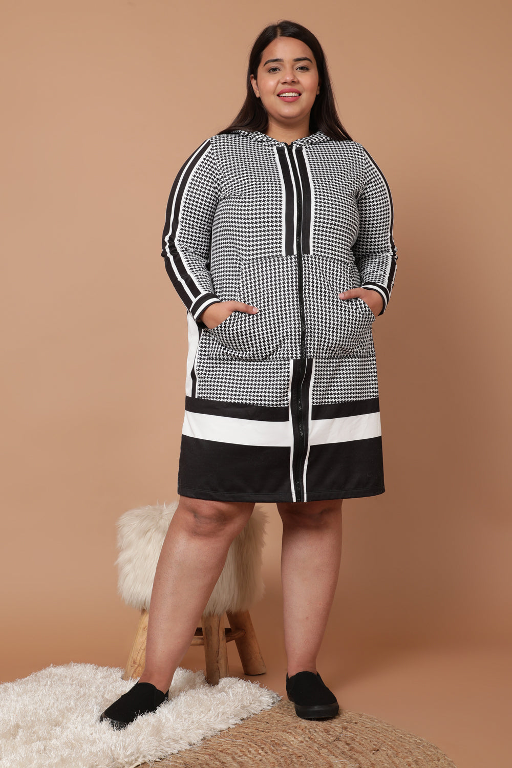 Plus Size Plus Size Houndstooth Jacket Dress Online in India