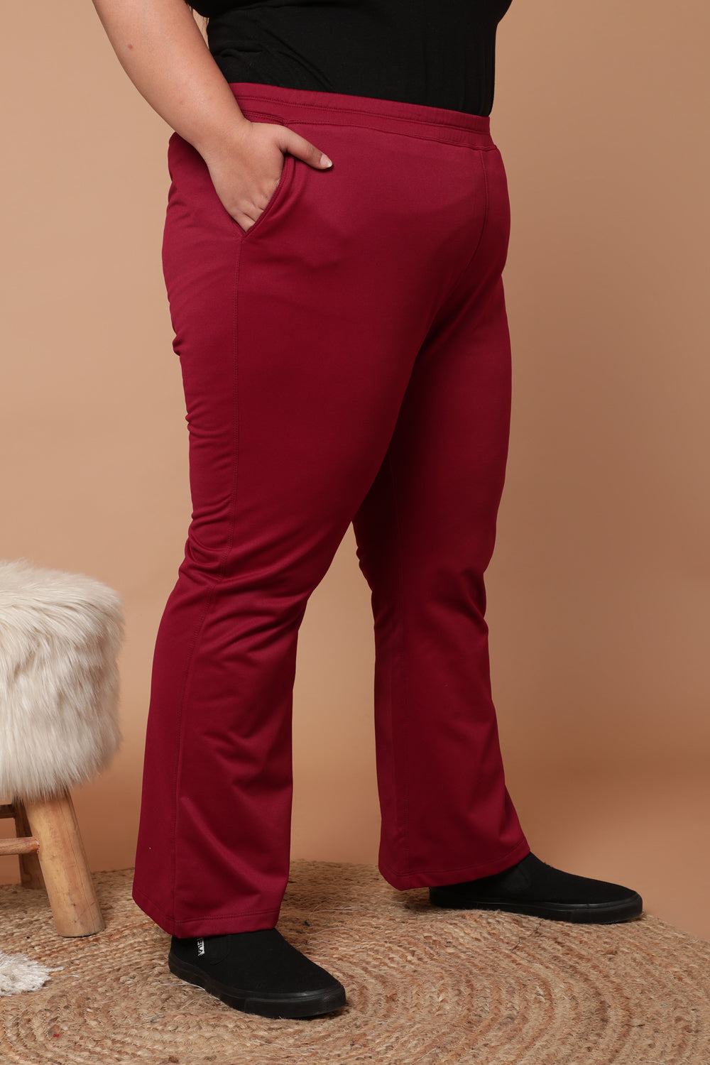 Comfortable Maroon Bootcut Fleece Pants