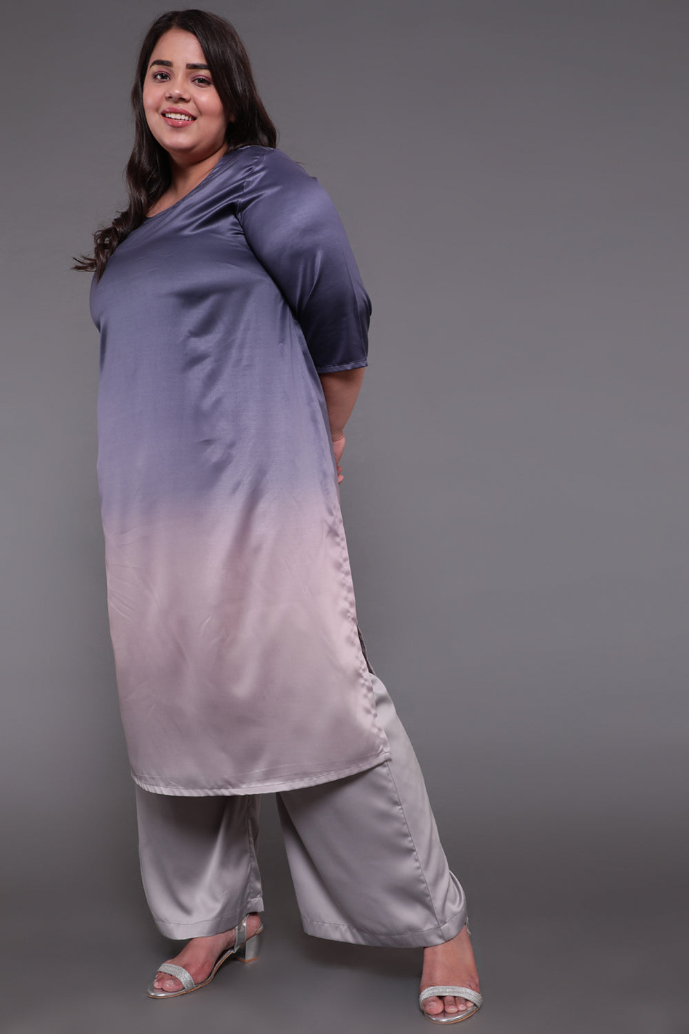 Blue Grey Ombre Party Wear Kurti for Women