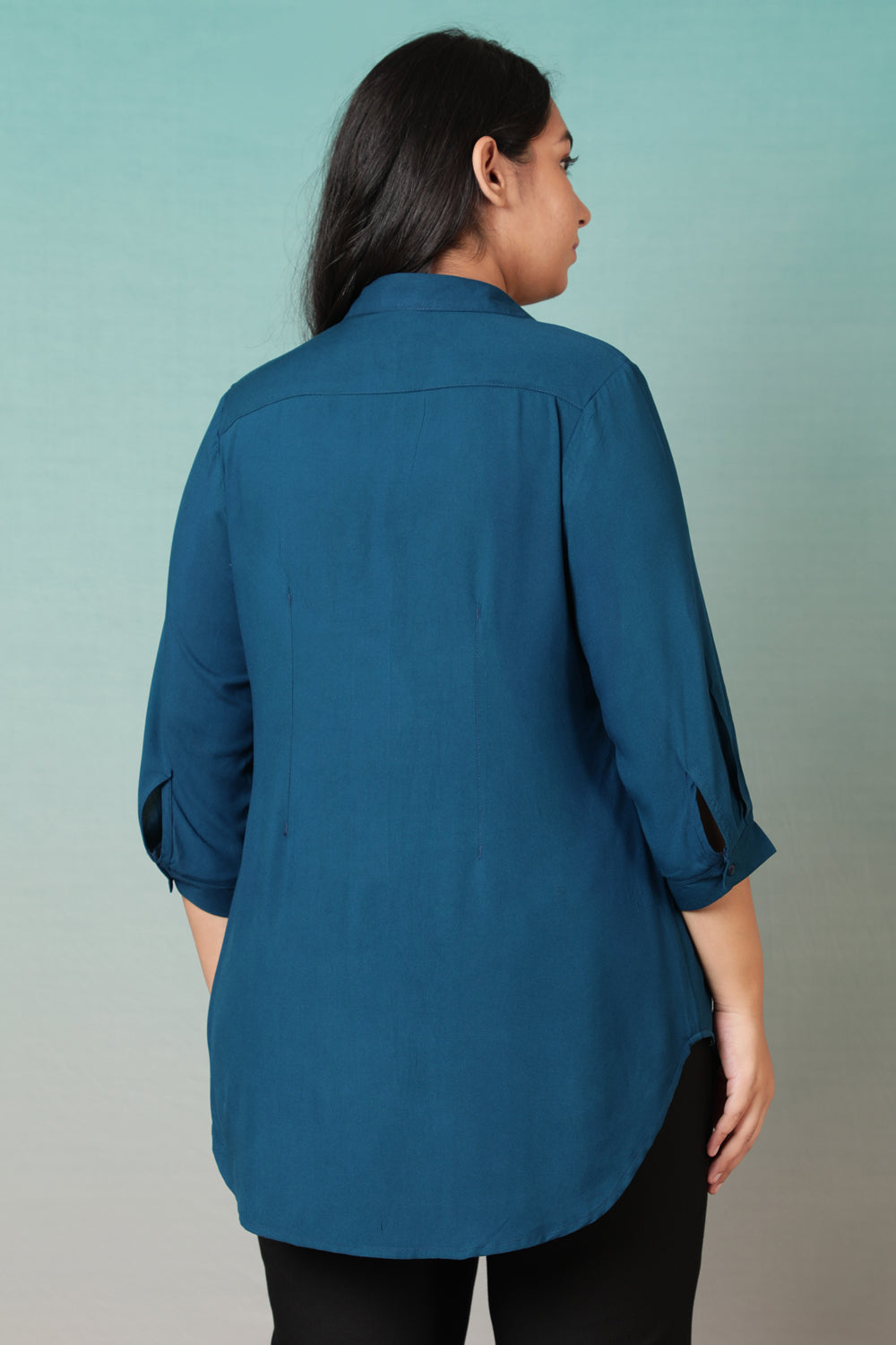 Teal Centre Pleat Top