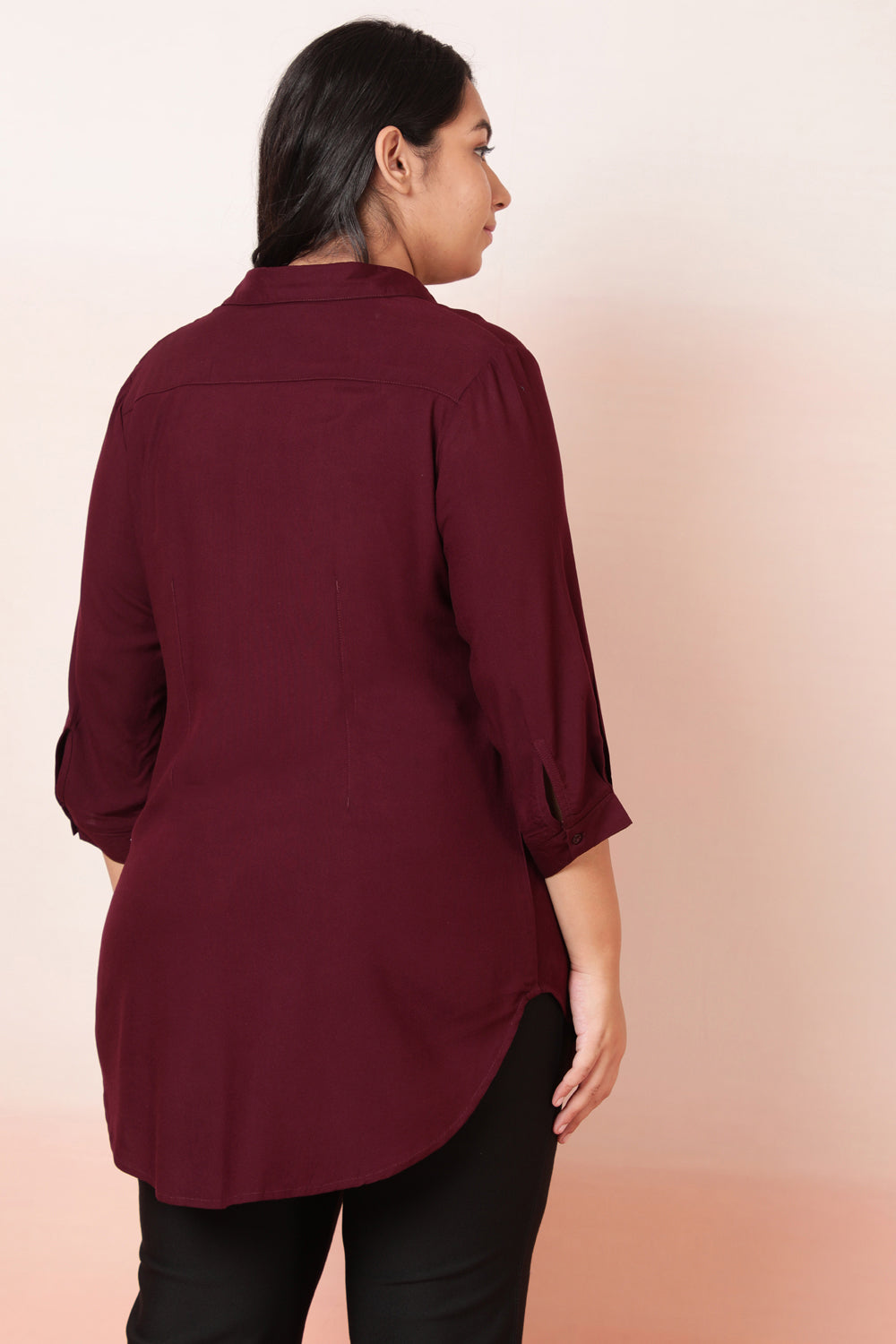 Comfortable Plum Centre Pleat Top