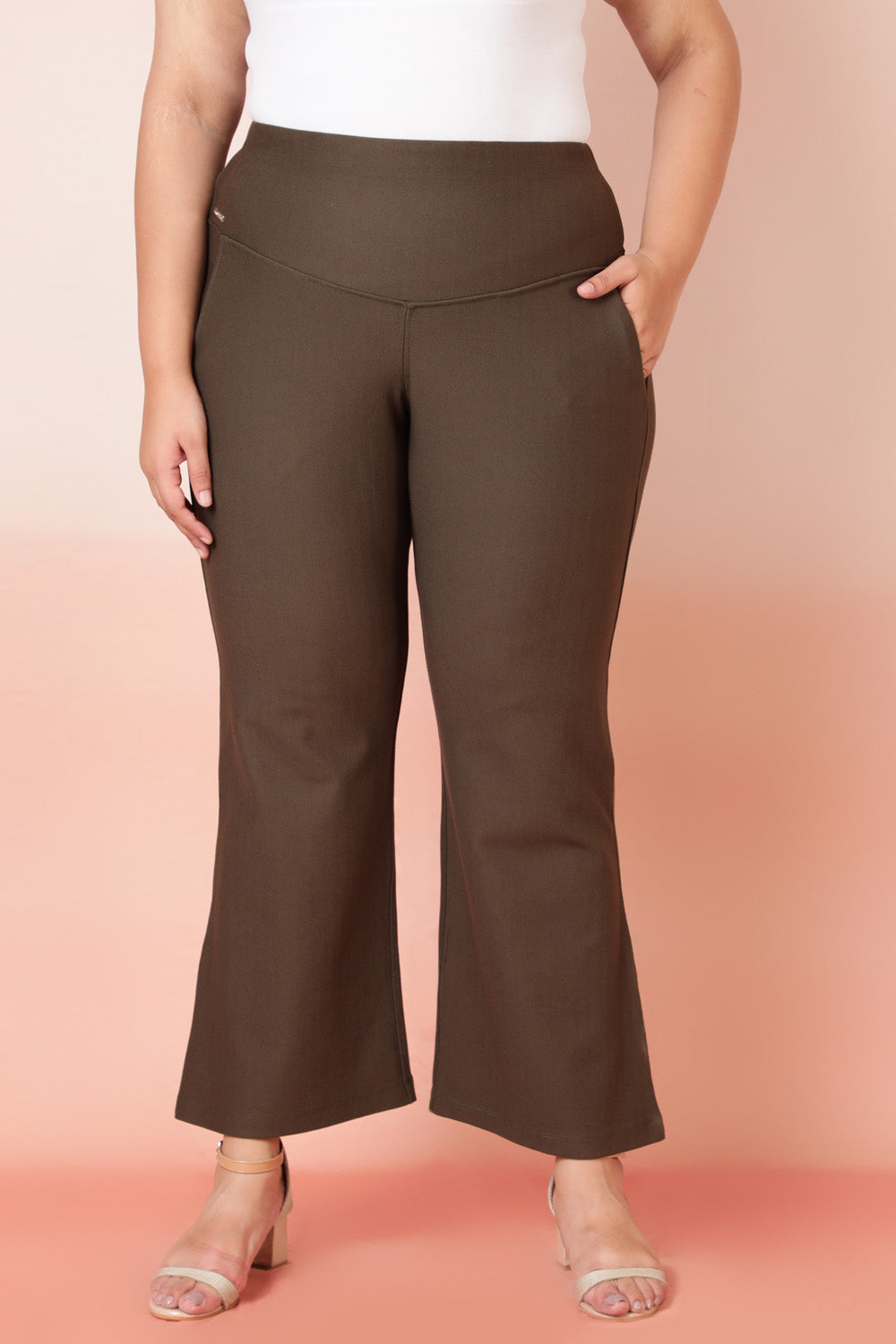 MakeMeChic Women's Plus Size High Waist Flare Pants Bell Bottom Pants Yoga Pants  Black 0XL at  Women's Clothing store