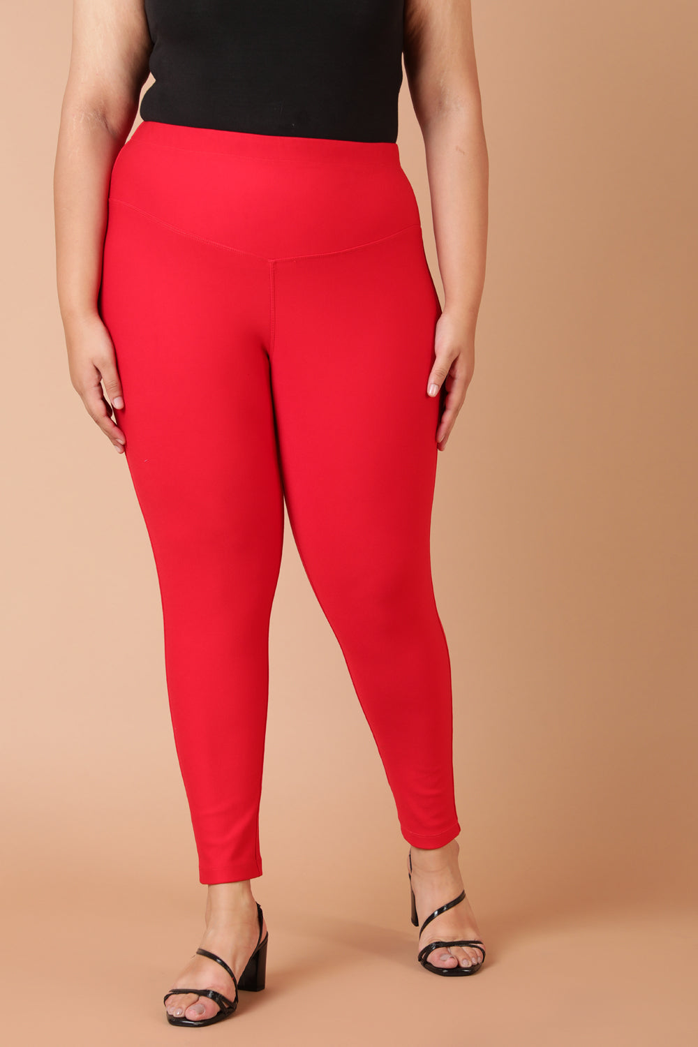 Plus Size Red Tummy Tucker Jeggings Online in India