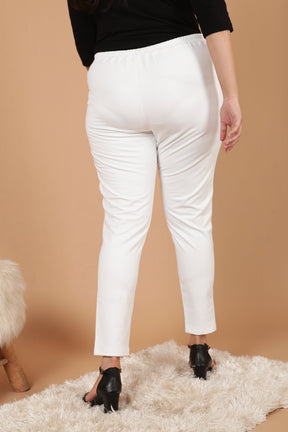 Plus Size White Essential Warm Winter Fleece Leggings