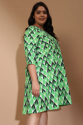 Raining Lime Diamonds Printed Dress