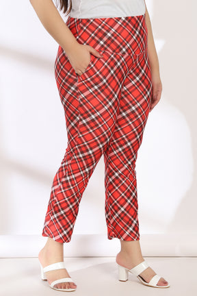 Buy Blue High Rise Check Straight Fit Pants for Women Online
