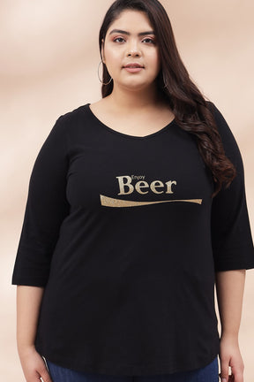 Black Golden Glitter Print Tshirt